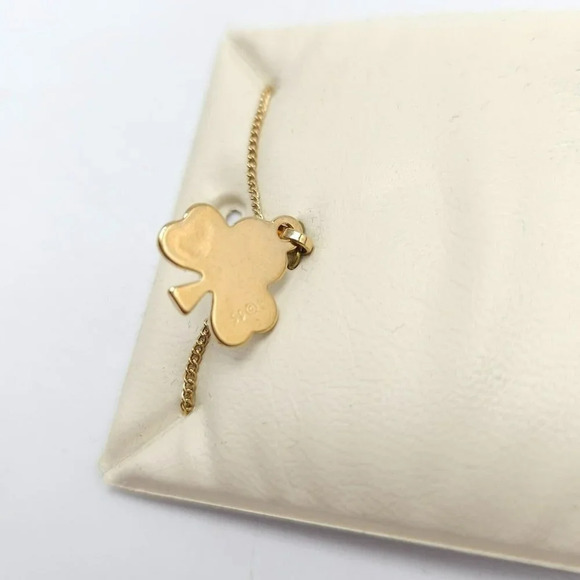 Solvar 18kt Gold Plated Shamrock Clover Gold Tone Necklace - Picture 3 of 4